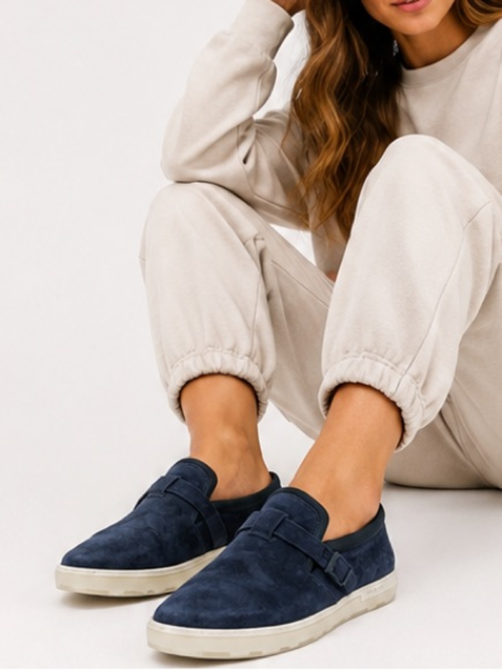 Unisex Blue Suede Slip-On Dress Shoes